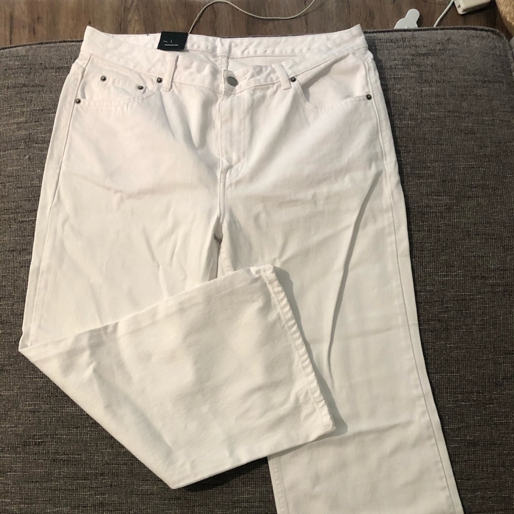 Wide leg - mom jeans- cropped - white denim
